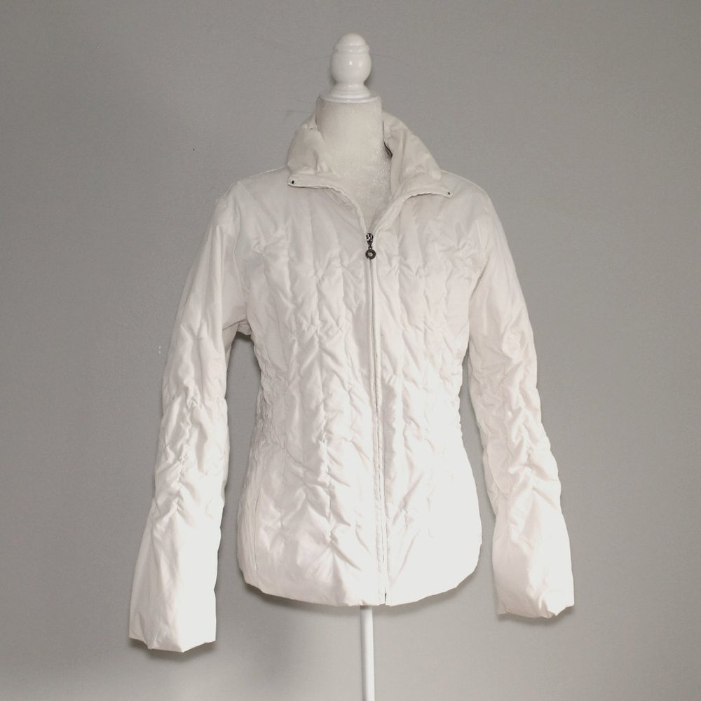 Nine West White Puffer Down Jacket Coat Sz L